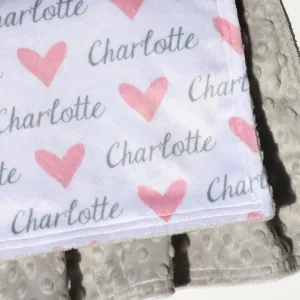 Double Minky Blanket - Hearts