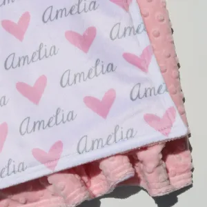 Double Minky Blanket - Hearts