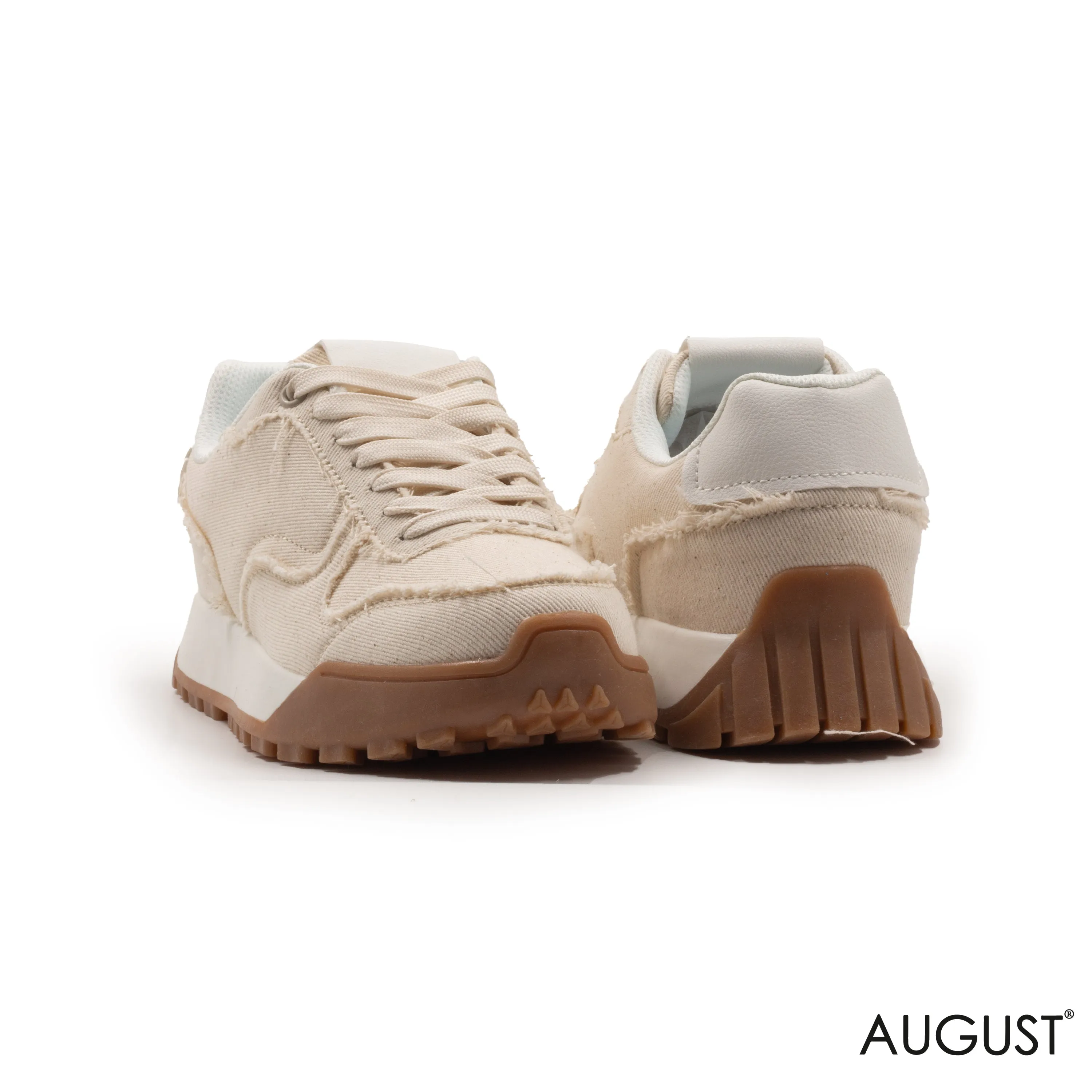 FABRIC CREAMY SNEAKERS WITH RUBBER SOLE