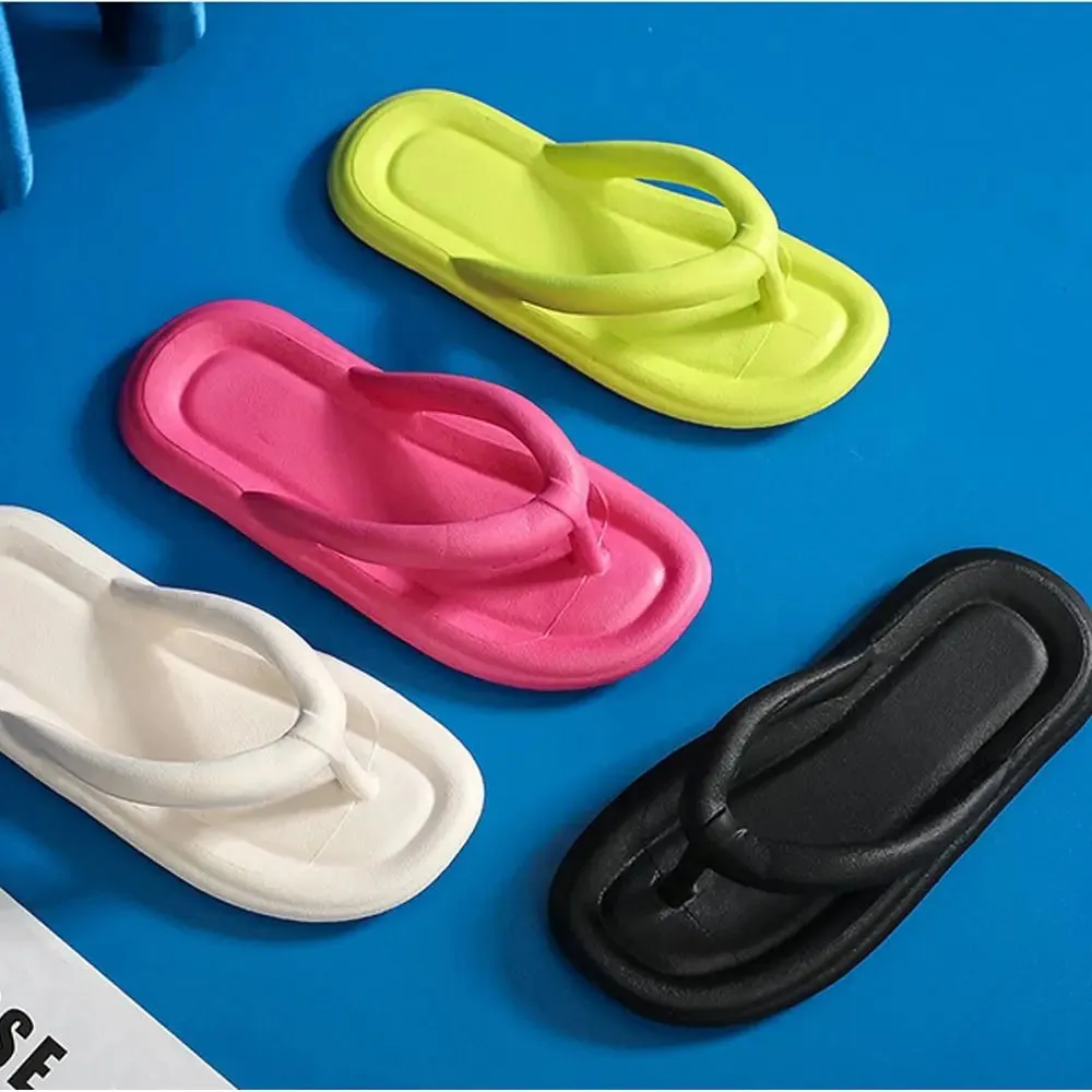 Fashion Women's Slippers Soft EVA  Thick Flip Flops Sandals Cute Casual Shoes Non-Slip Shoes Candy Colors Bathroom Slippers