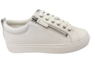 Florsheim Womens Comfortable Leather Sabrina Lace To Toe Sneakers