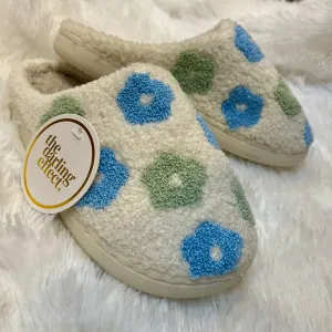 Flower Girl Blue Floral Slippers