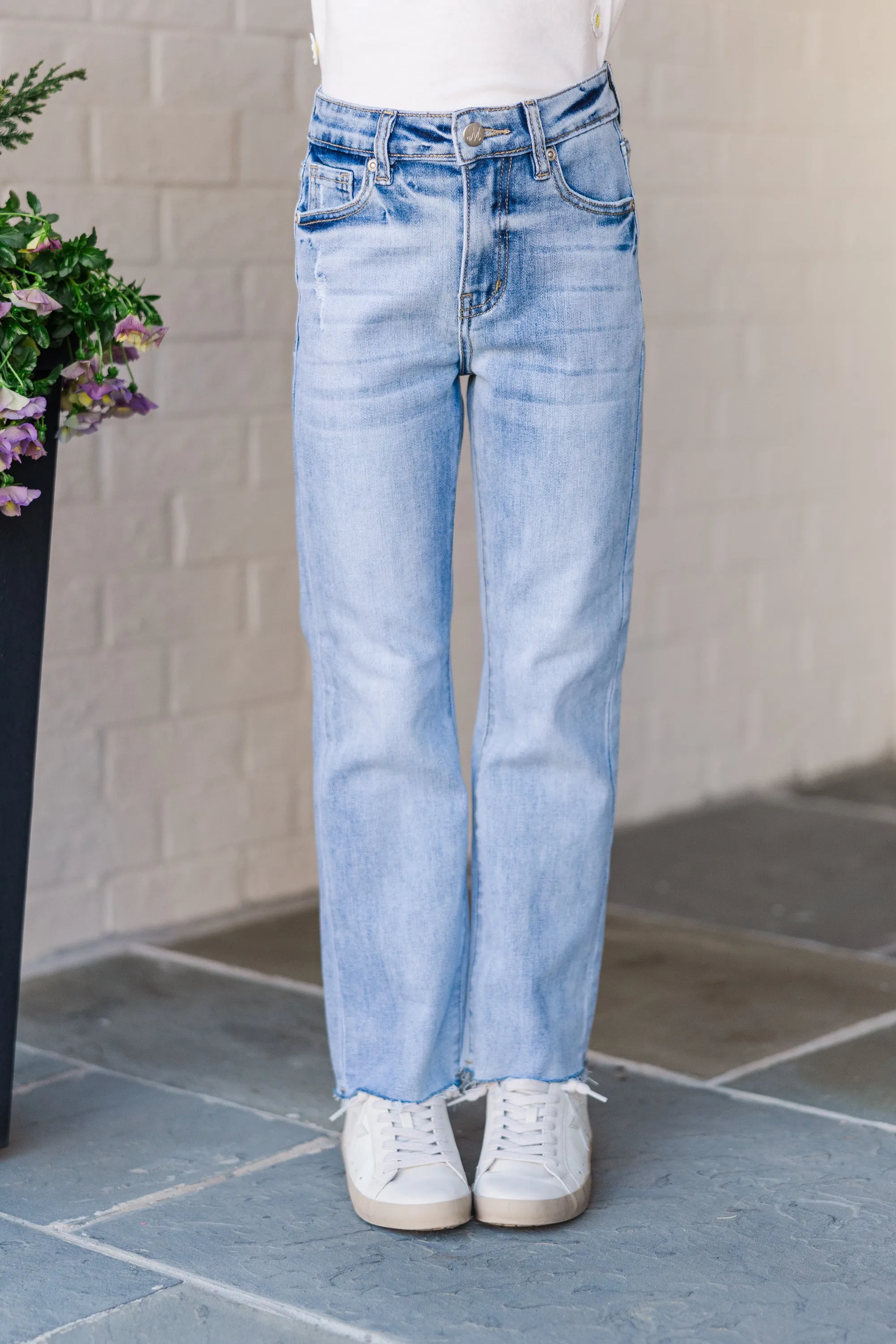 Girls: Feeling Your Best Light Wash Straight Leg Jeans