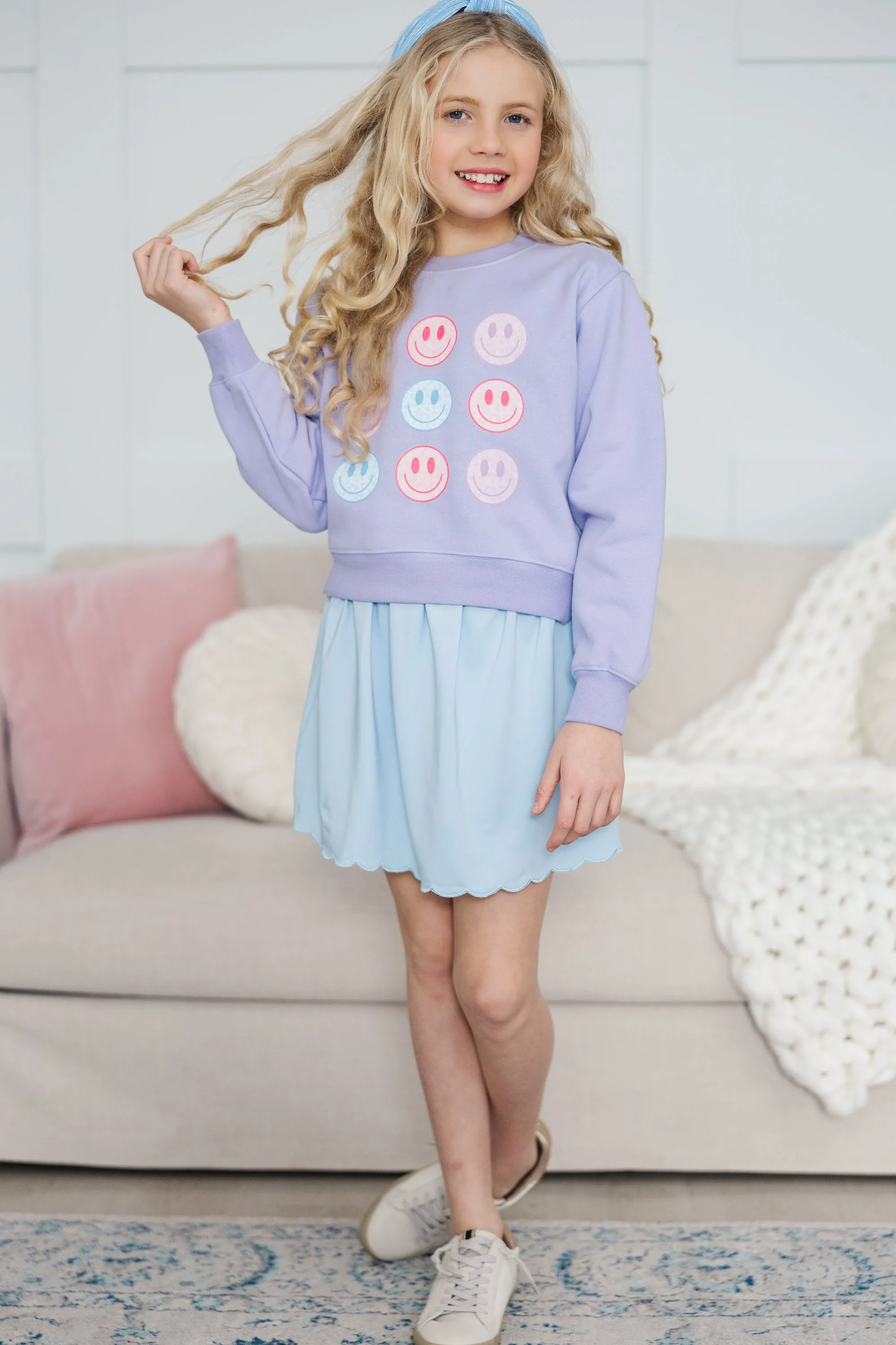 Girls: The Brandy Light Blue Scalloped Skirt