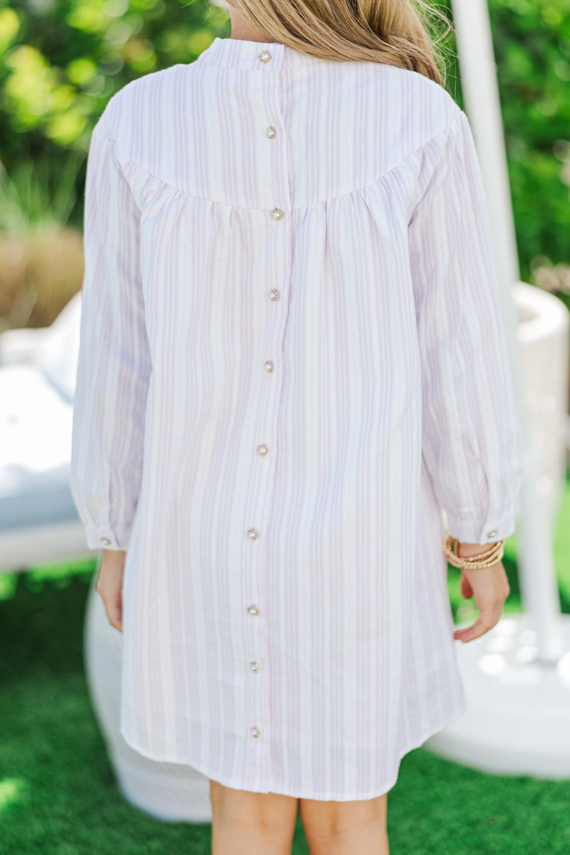 Girls: Through The Reeds Ivory White Striped Babydoll Dress
