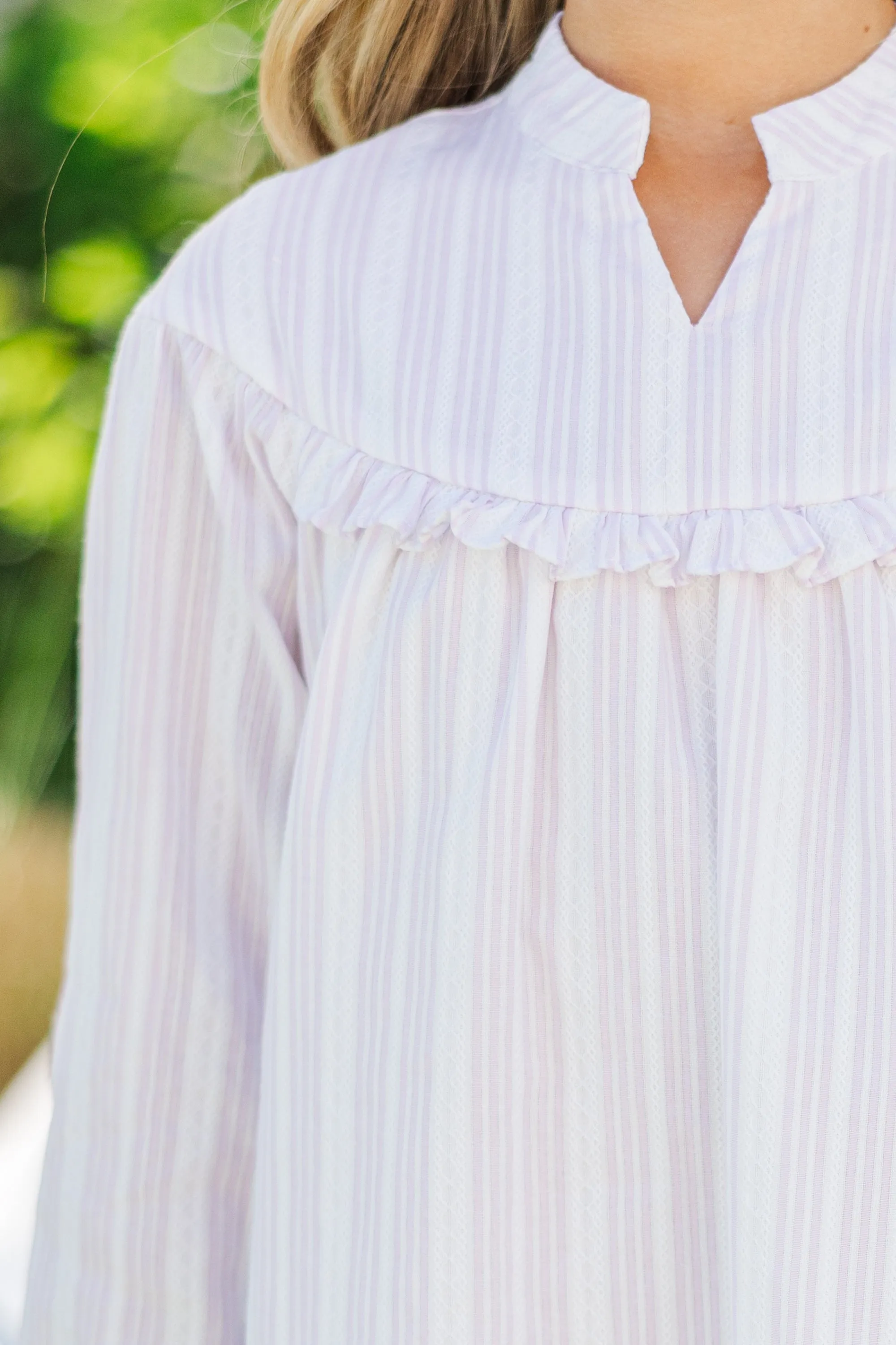 Girls: Through The Reeds Ivory White Striped Babydoll Dress