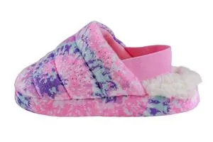 Girls Tie Dye Soft Boa Quilted Slipper