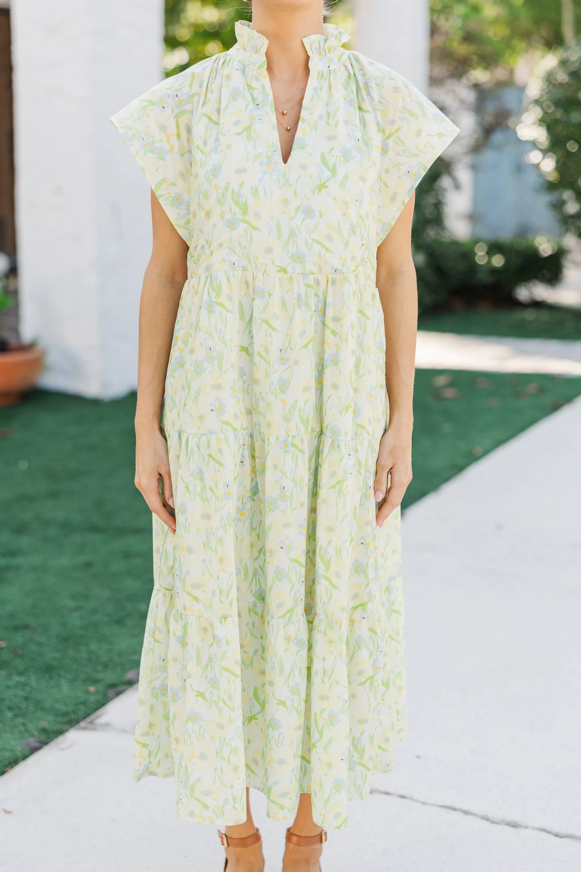 In Your Dreams Yellow Floral Midi Dress
