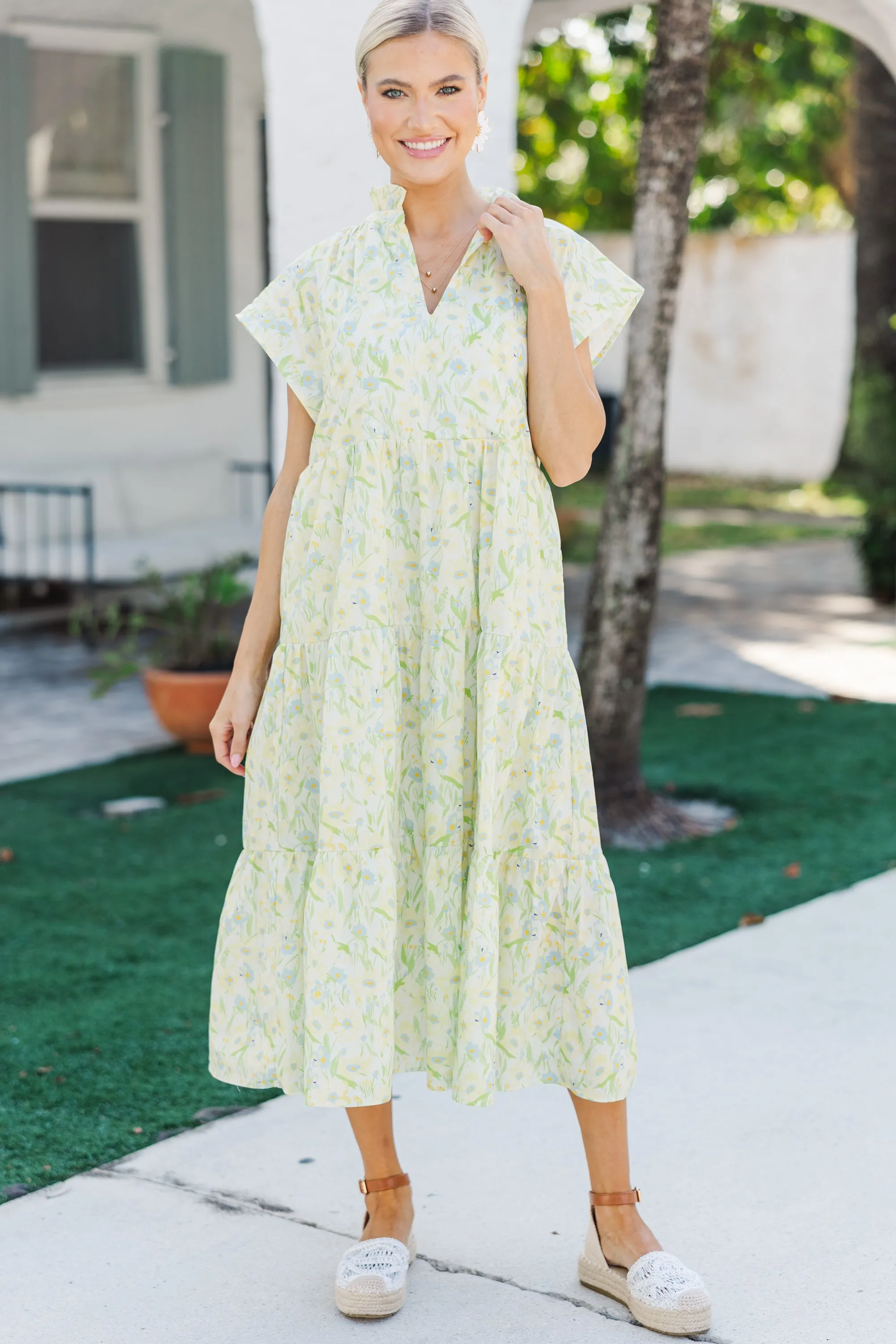 In Your Dreams Yellow Floral Midi Dress