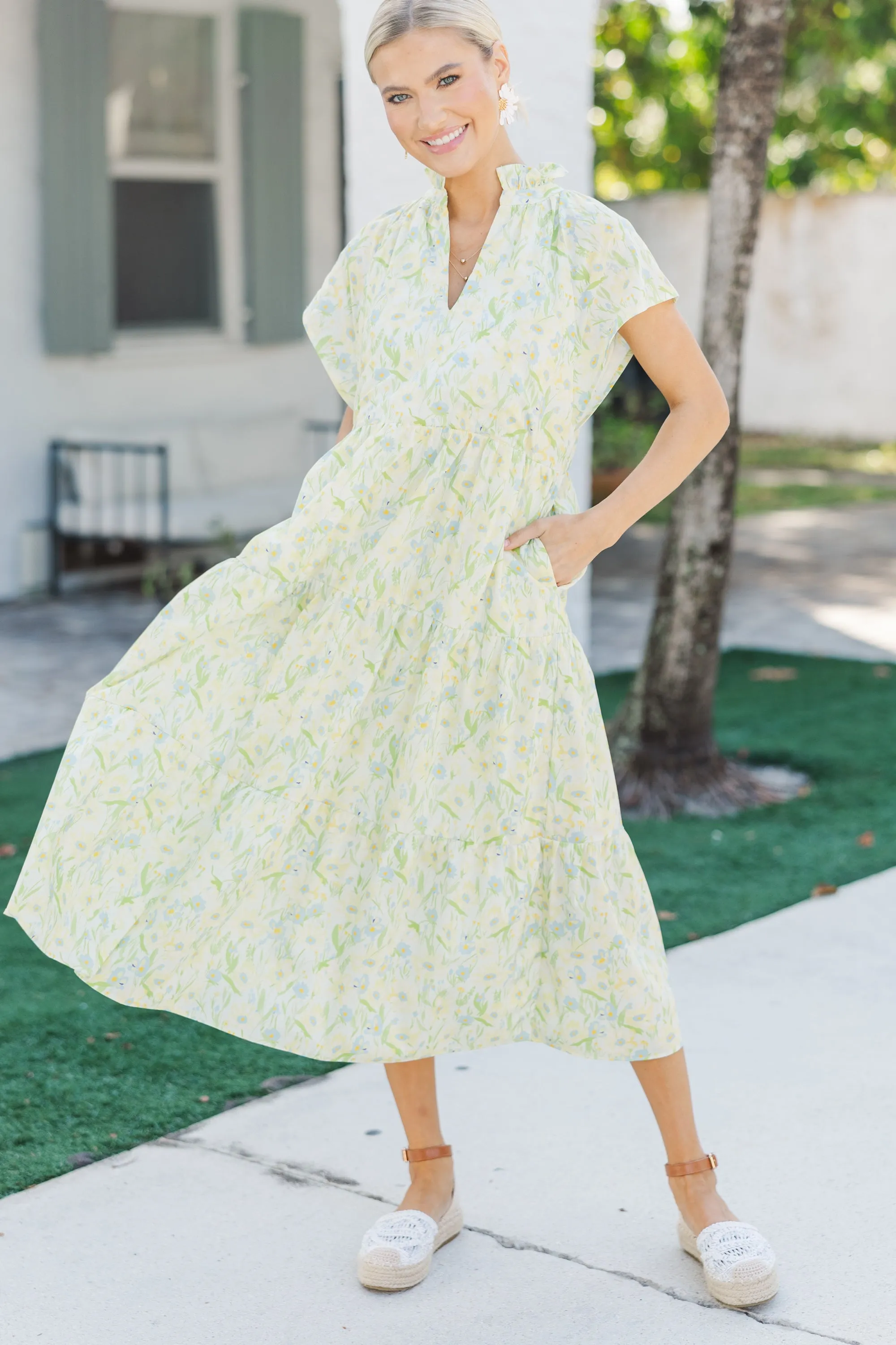 In Your Dreams Yellow Floral Midi Dress