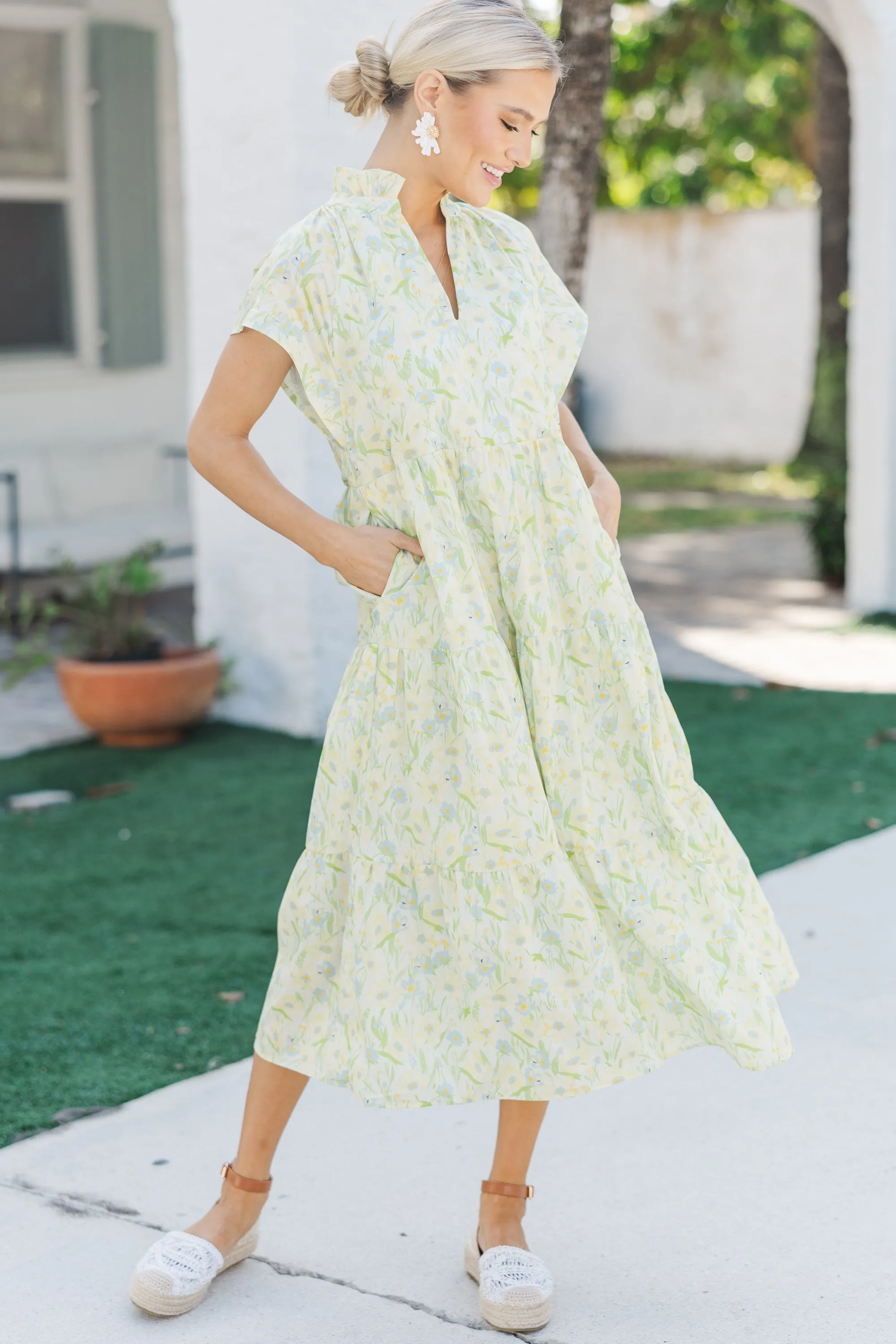 In Your Dreams Yellow Floral Midi Dress