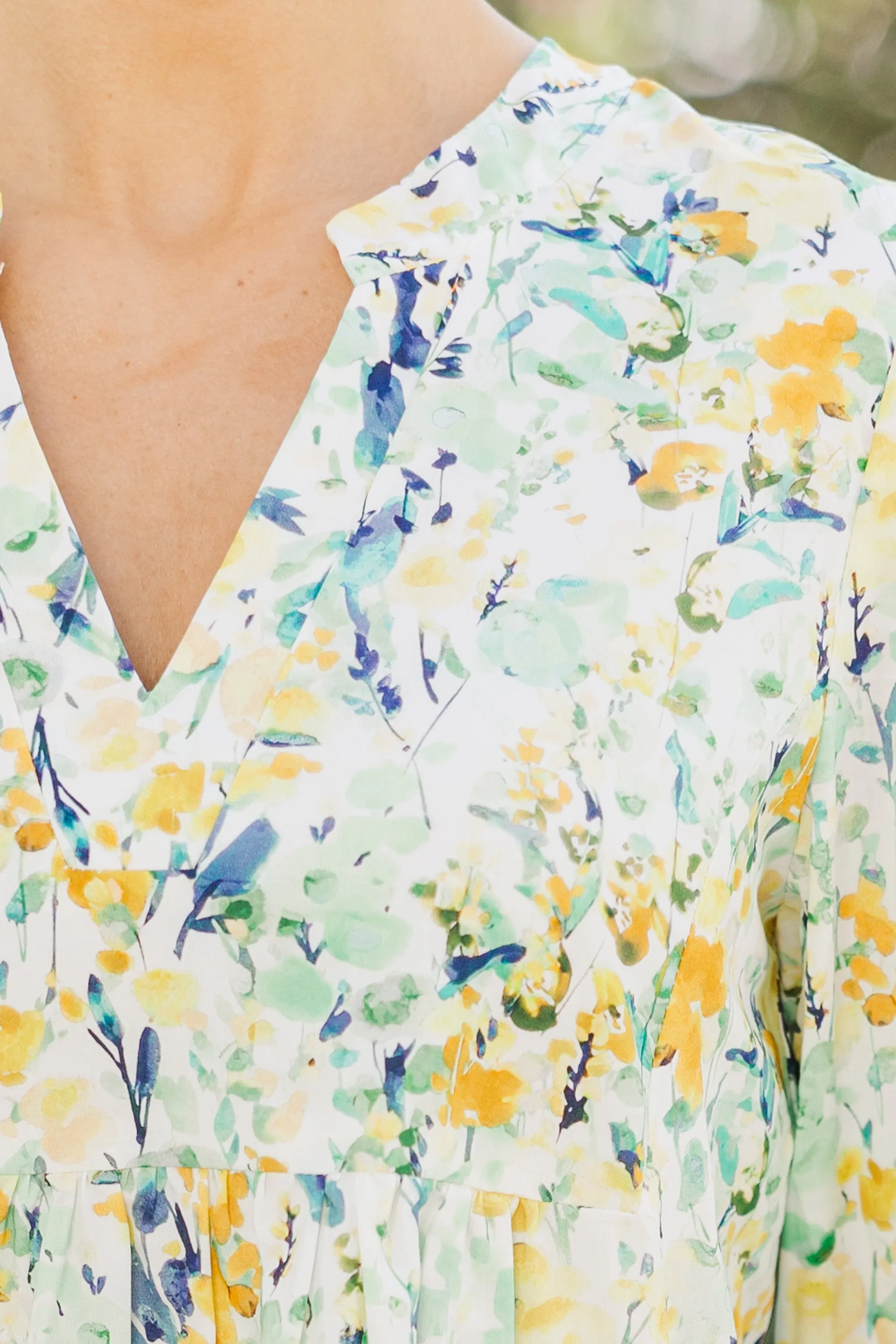 In Your Happy Place Yellow Watercolor Floral Dress