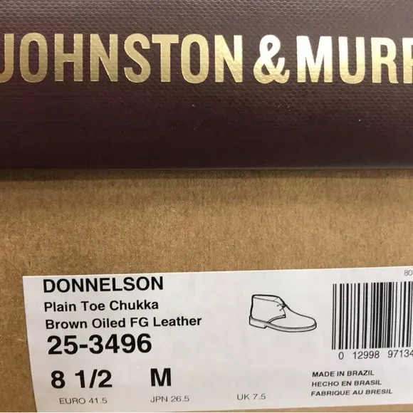 Johnston Murphy Donnelson Mens Chukka Boot Brown Leather Size 8.5 M
