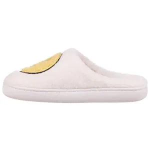 Ladies Faux Berber Scuff with Smiley Face Applique