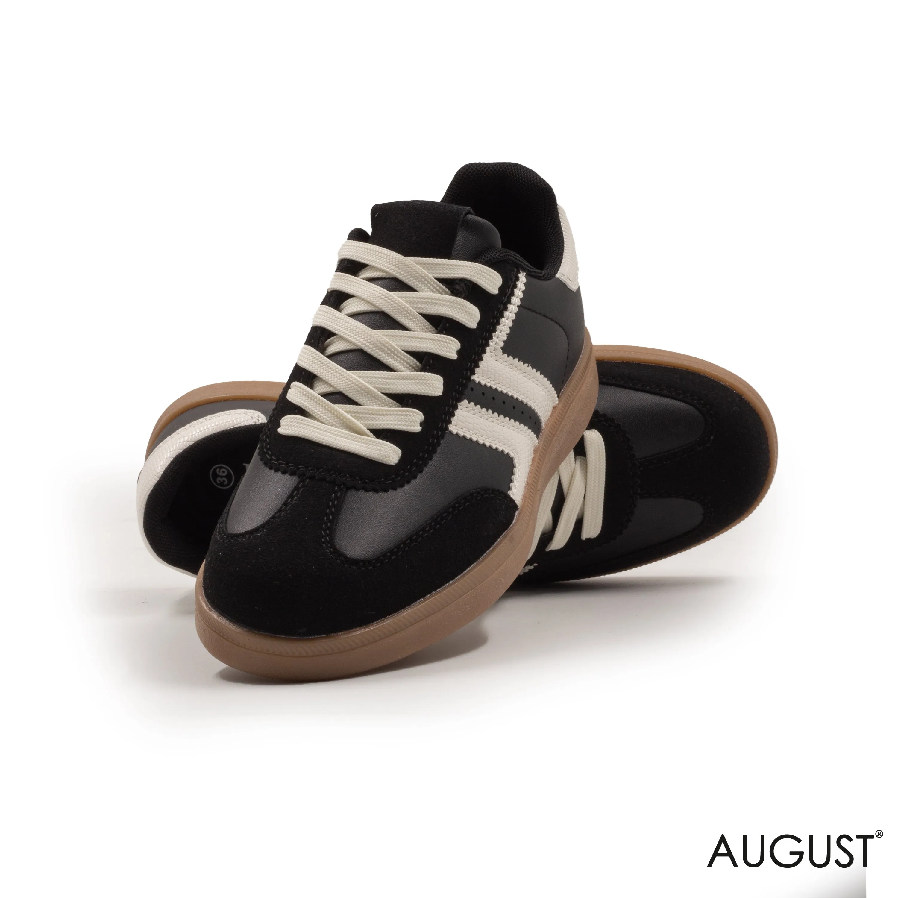 LEATHER,RUBBER SOLE,LACE-UP SNEAKER