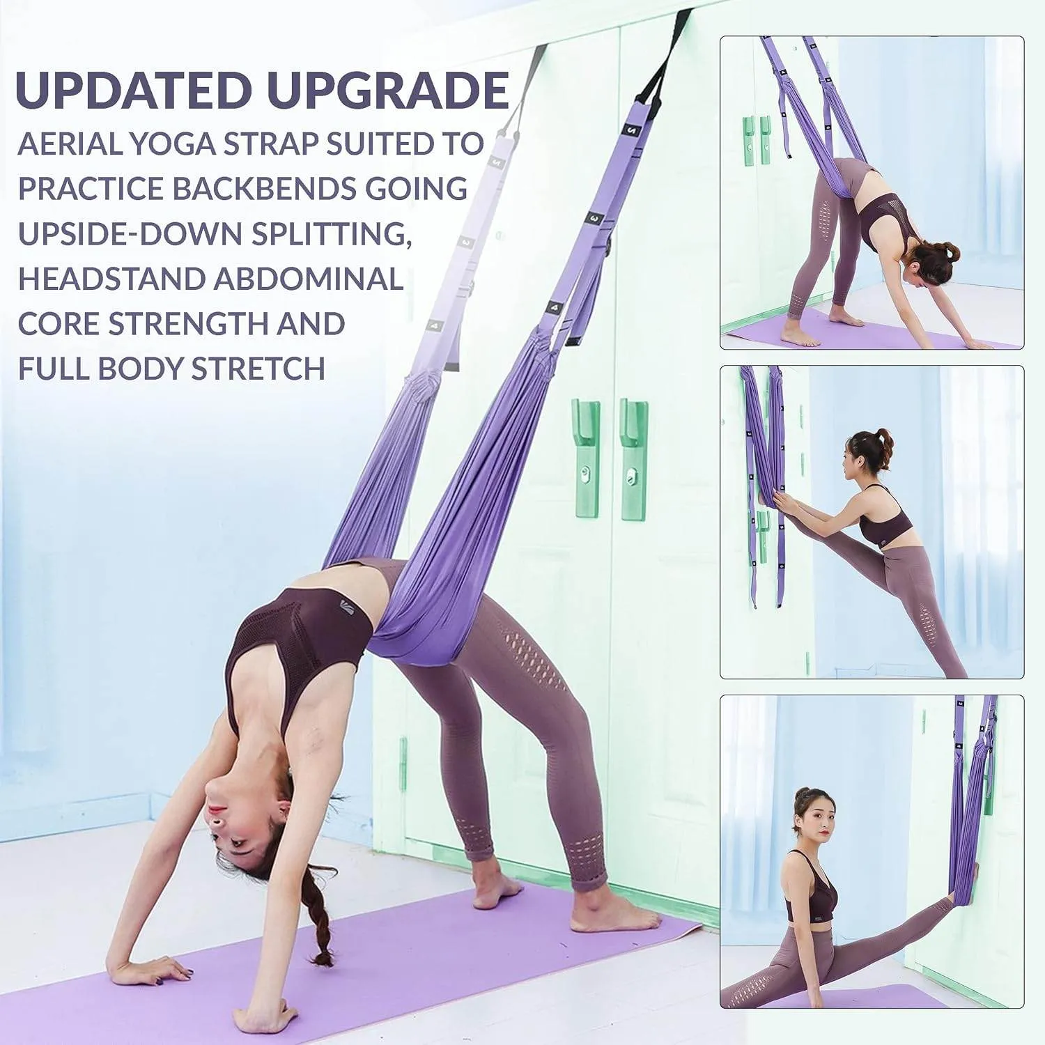 Leg Stretcher Strap, Stretching Equipment with Door Anchor Flexibility Trainer Backbend Assist for Dance Aerial Yoga Ballet Leg Stretching Exercise