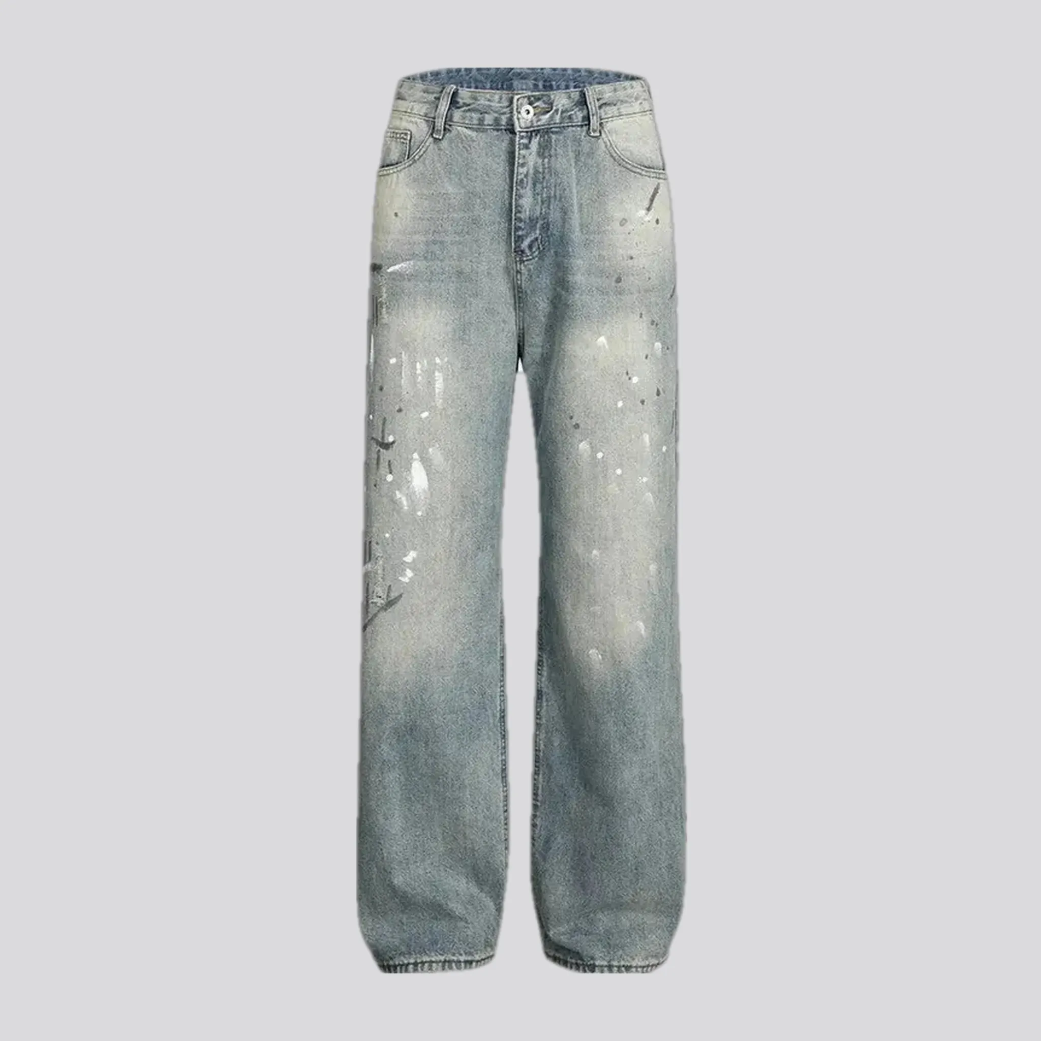 Light sanded fashion baggy men's jeans