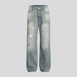 Light sanded fashion baggy men's jeans