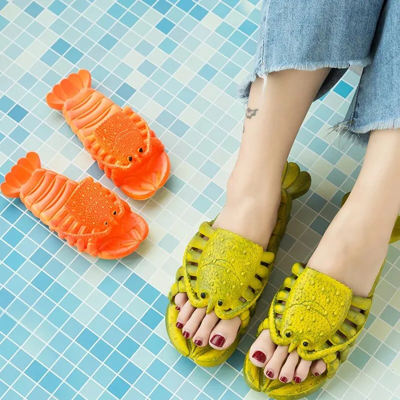 Lobster Slippers Funny Animal Flip Flops Cute Beach