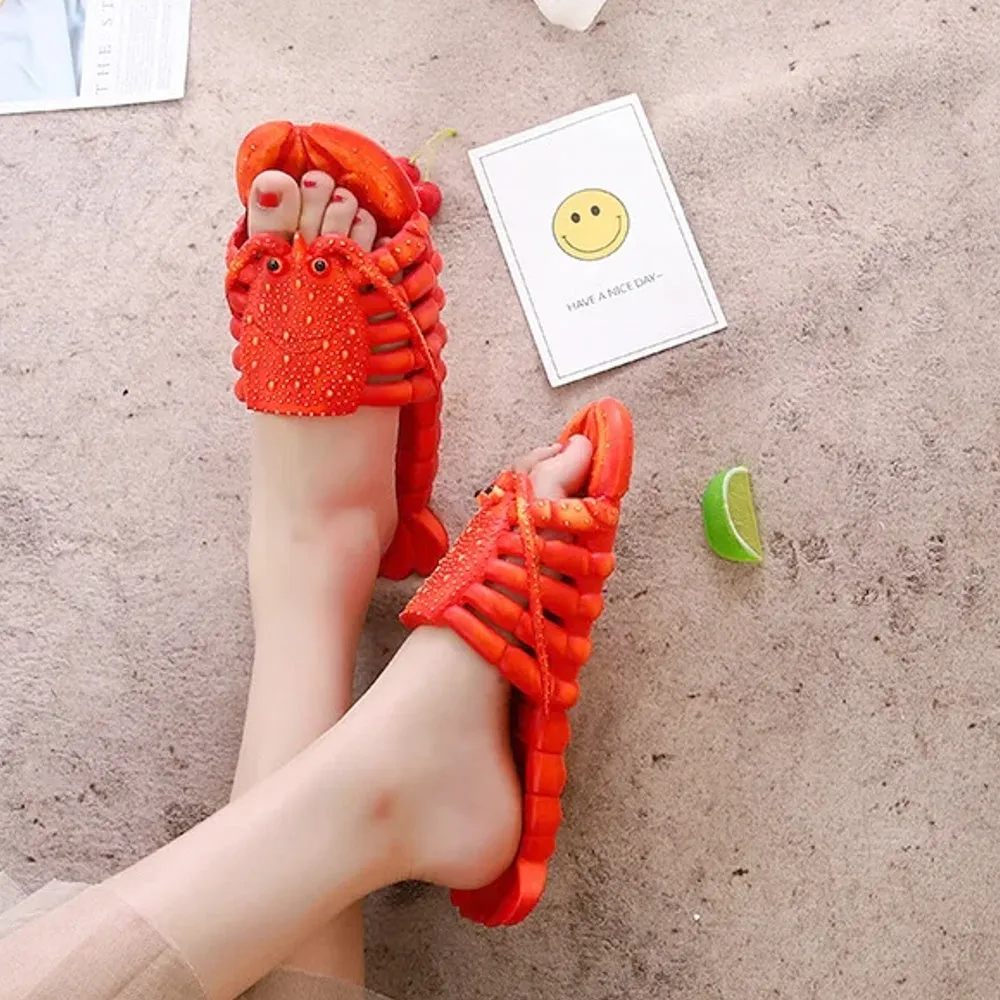 Lobster Slippers Funny Animal Flip Flops Cute Beach