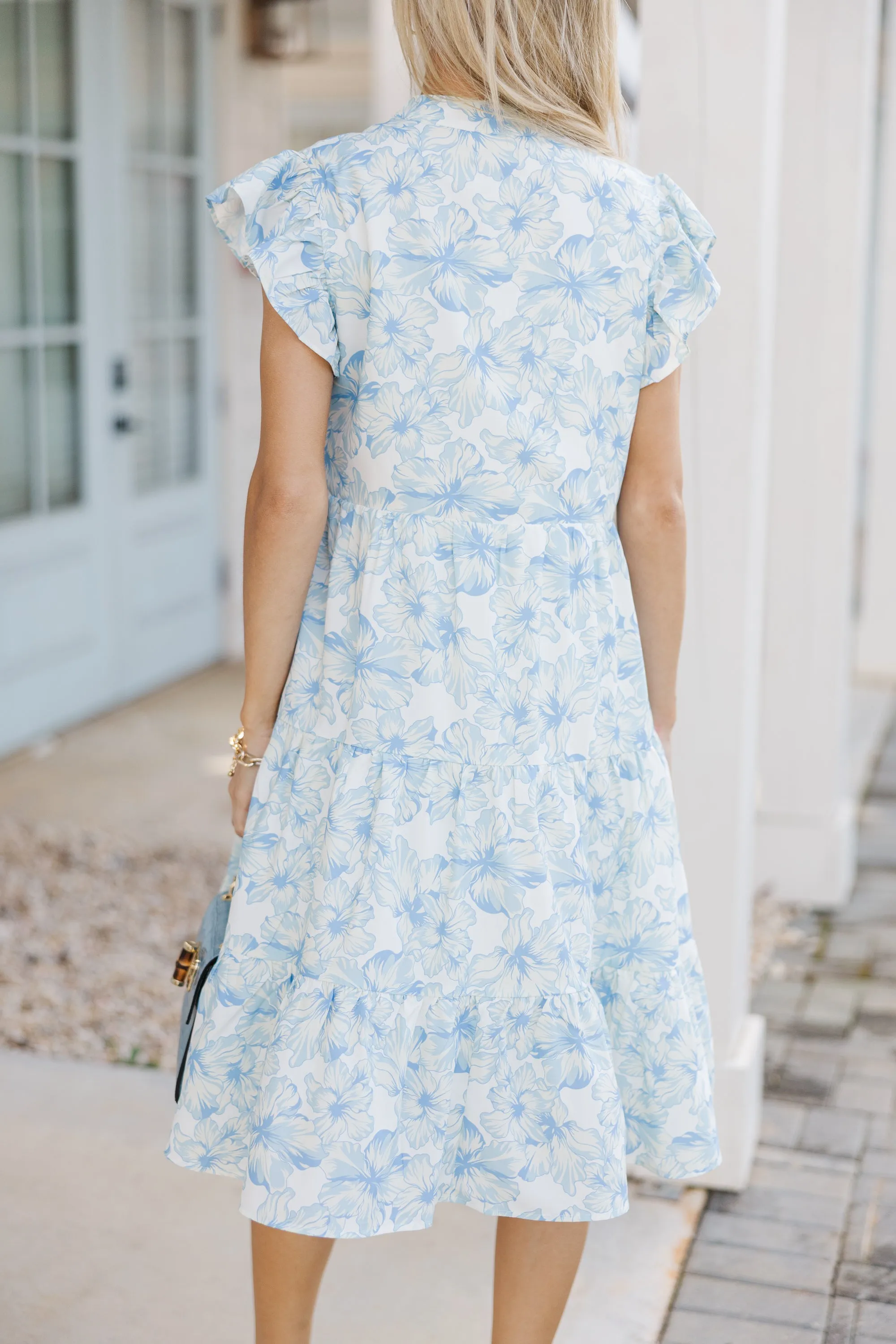 Make It Your Own Blue Floral Tiered Dress