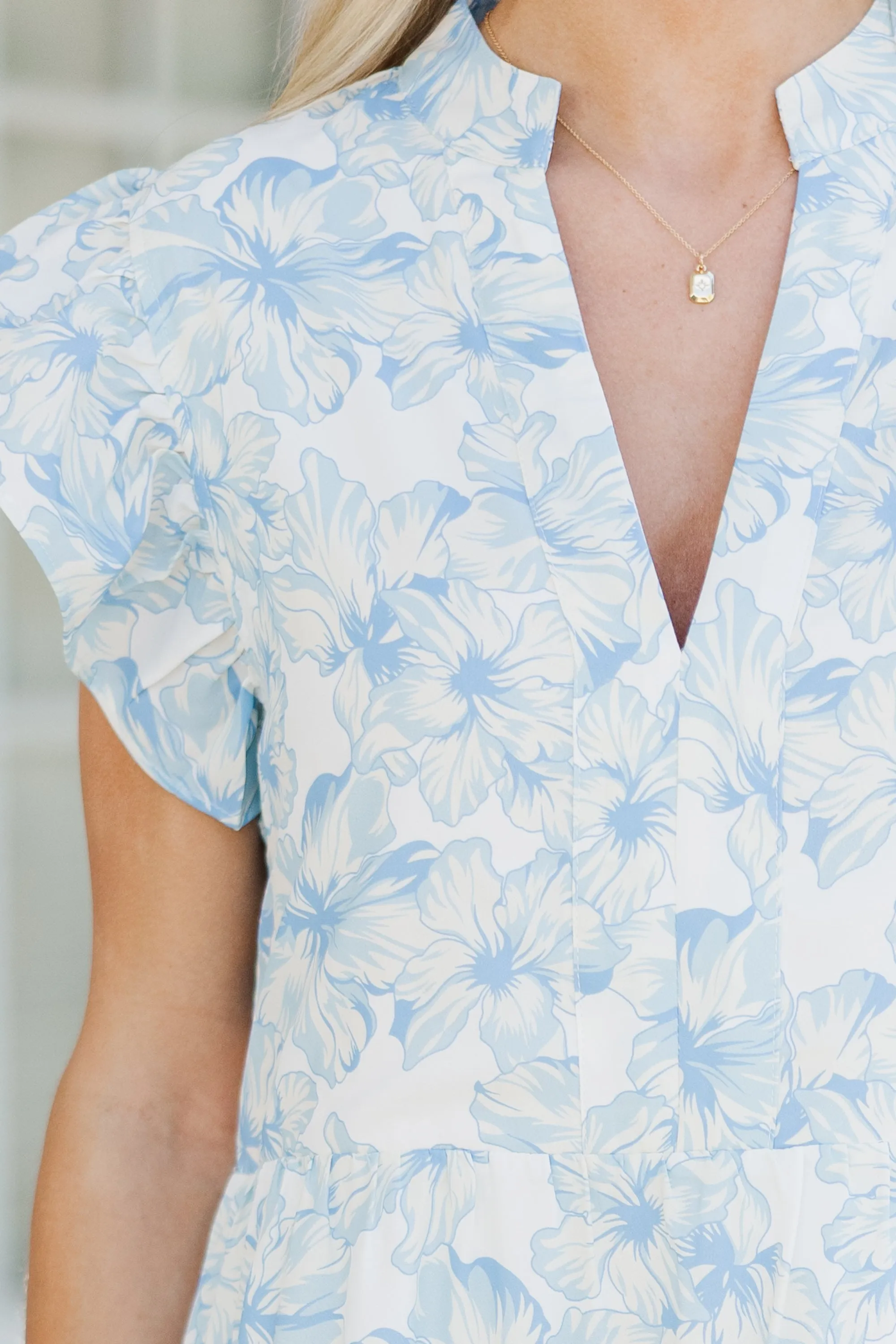 Make It Your Own Blue Floral Tiered Dress