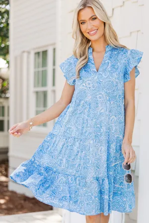 Make It Your Own Blue Paisley Tiered Dress