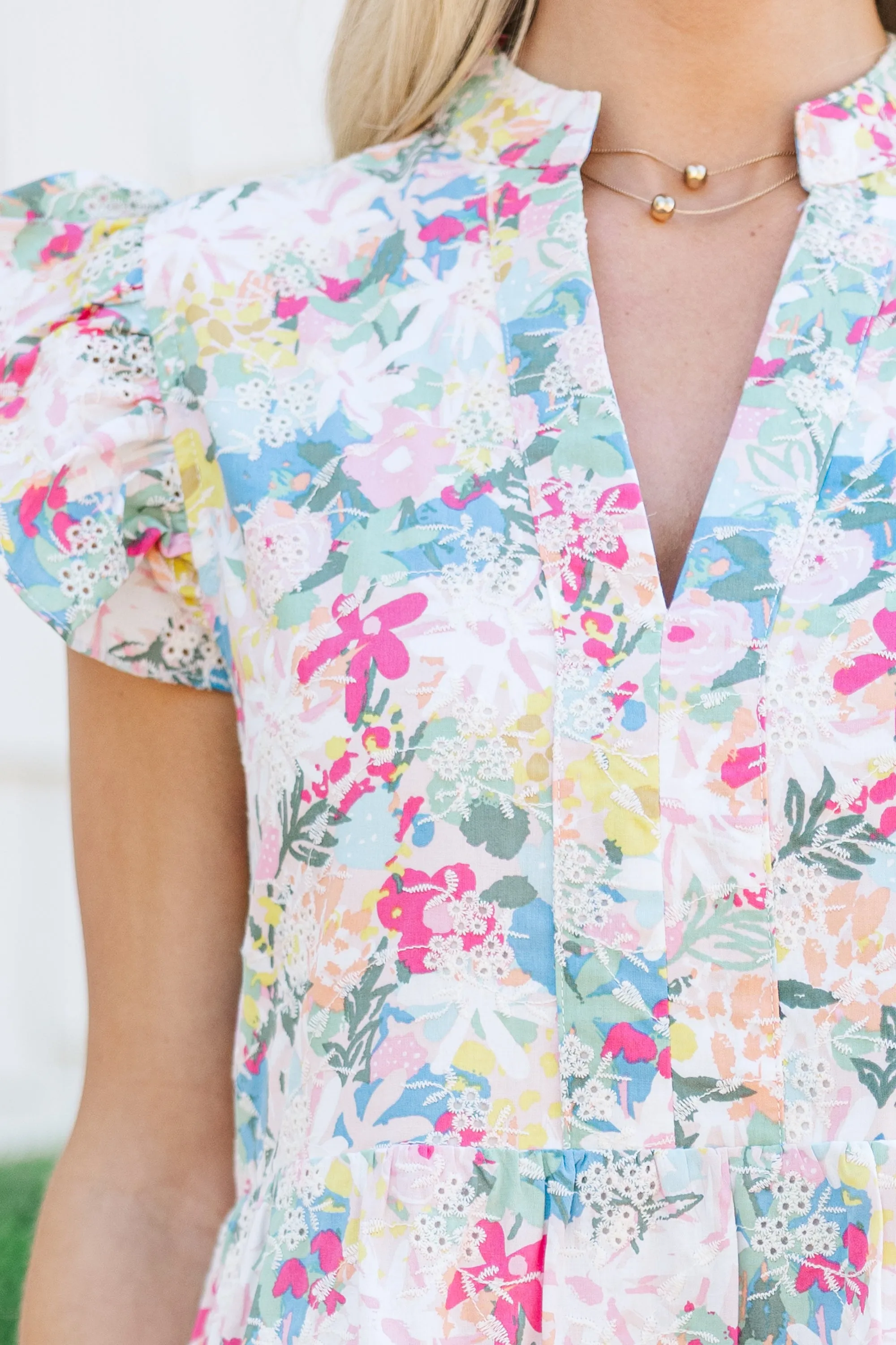 Make It Your Own Pink Eyelet Tiered Dress