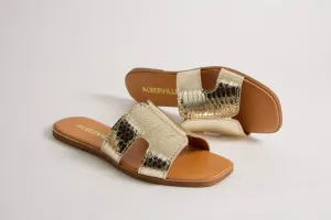 Marilyn Gold Snake Leather Sandals