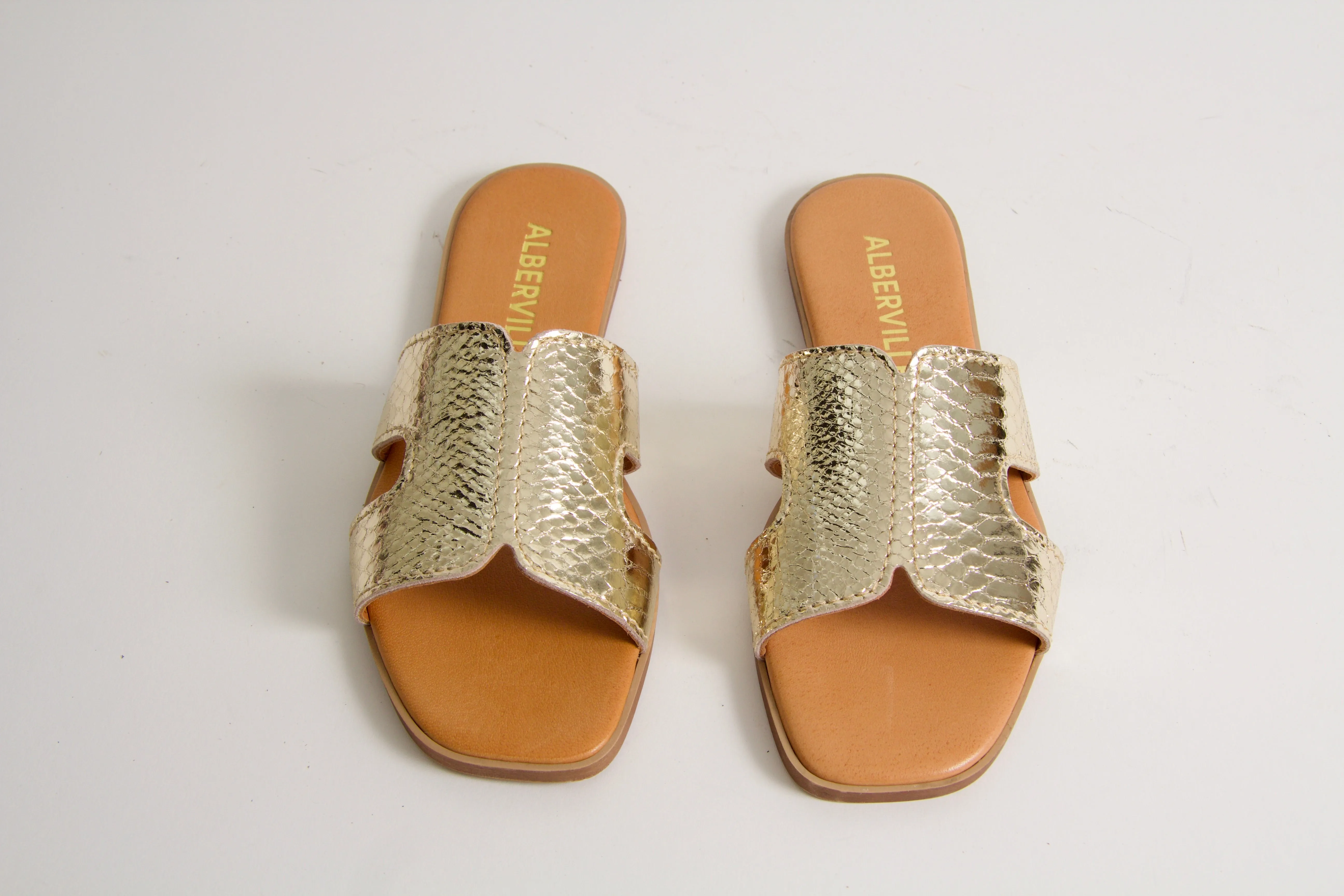 Marilyn Gold Snake Leather Sandals