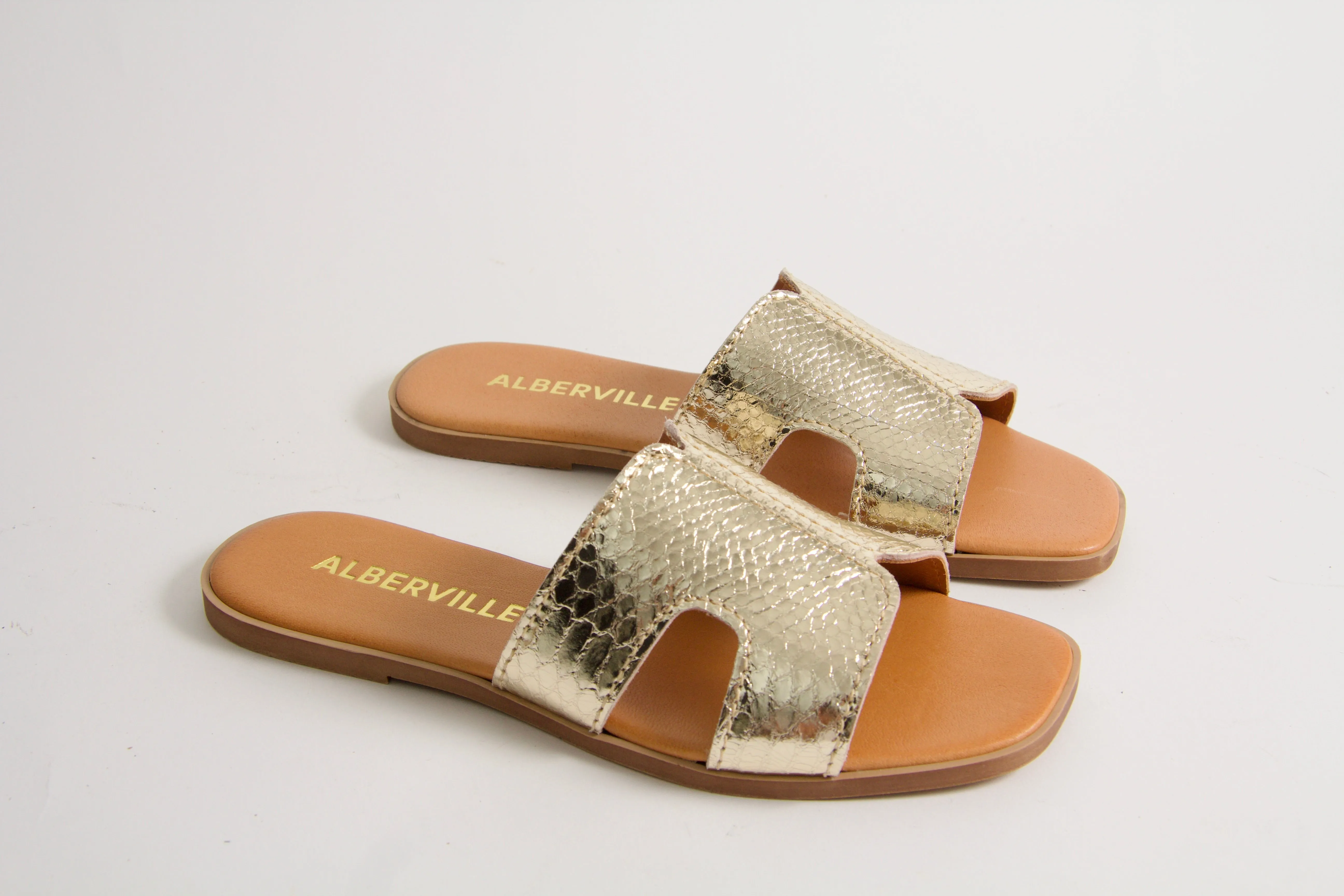 Marilyn Gold Snake Leather Sandals