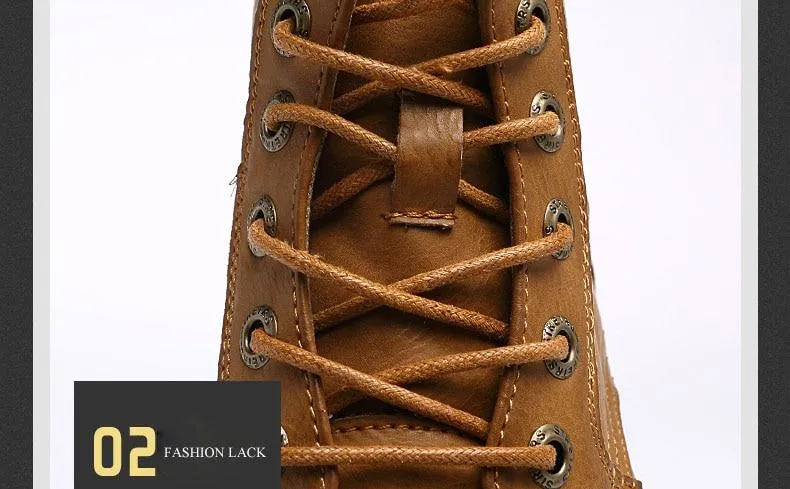 Men Genuine Leather Winter Snow Boots Pointed Toe Mid-Calf Boots For Men Ankle Non-slip Shoes