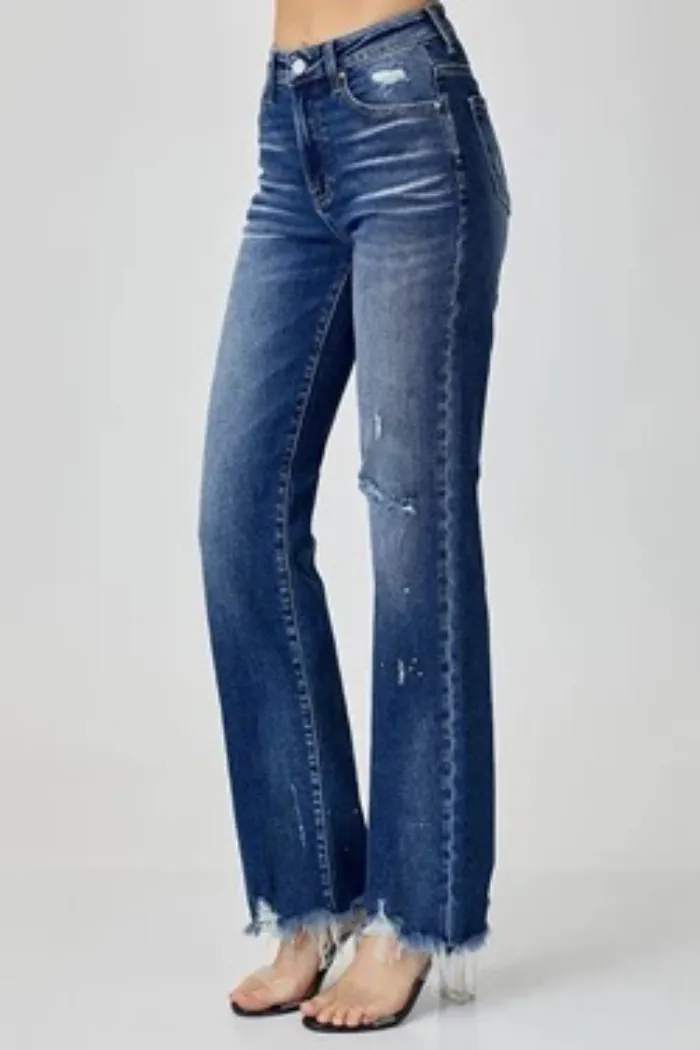 Mid-rise straight jeans