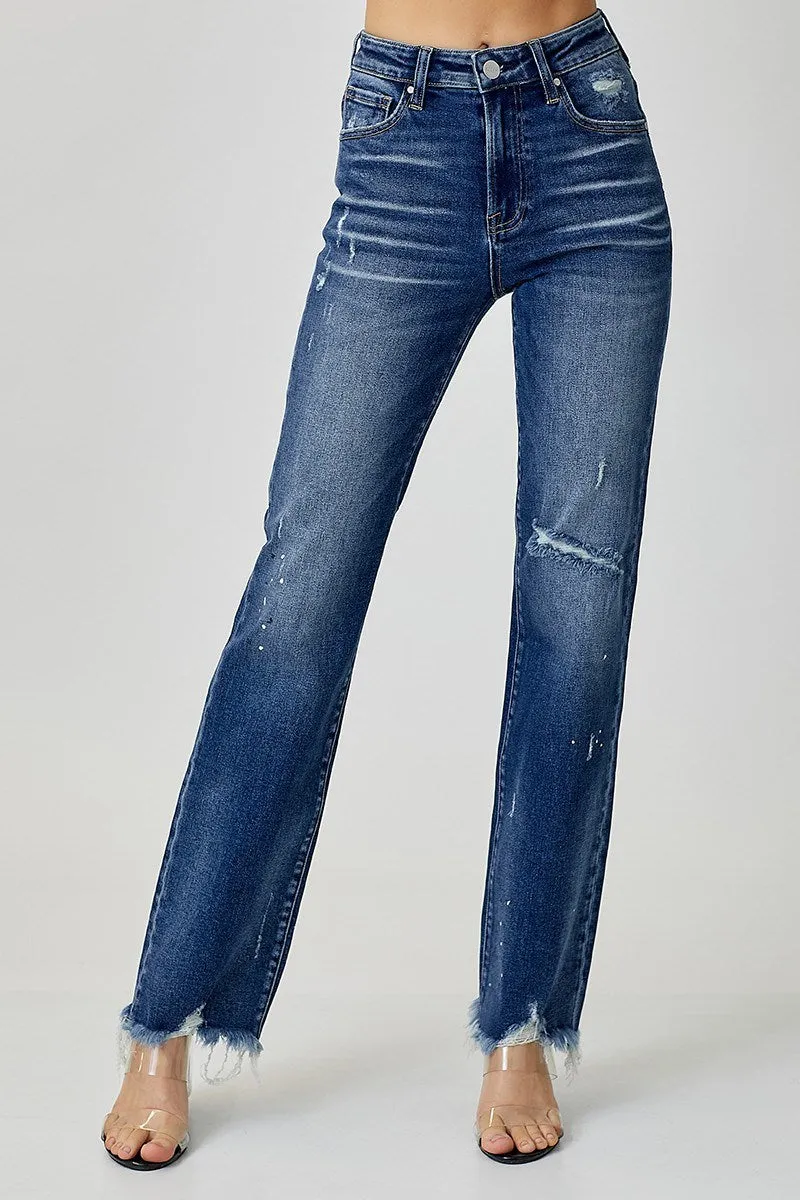 Mid-rise straight jeans