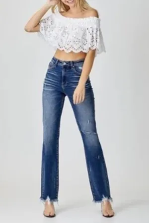 Mid-rise straight jeans