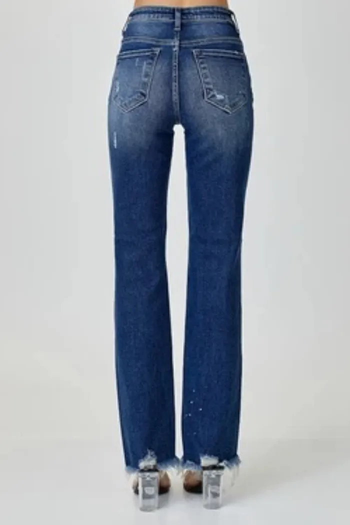 Mid-rise straight jeans