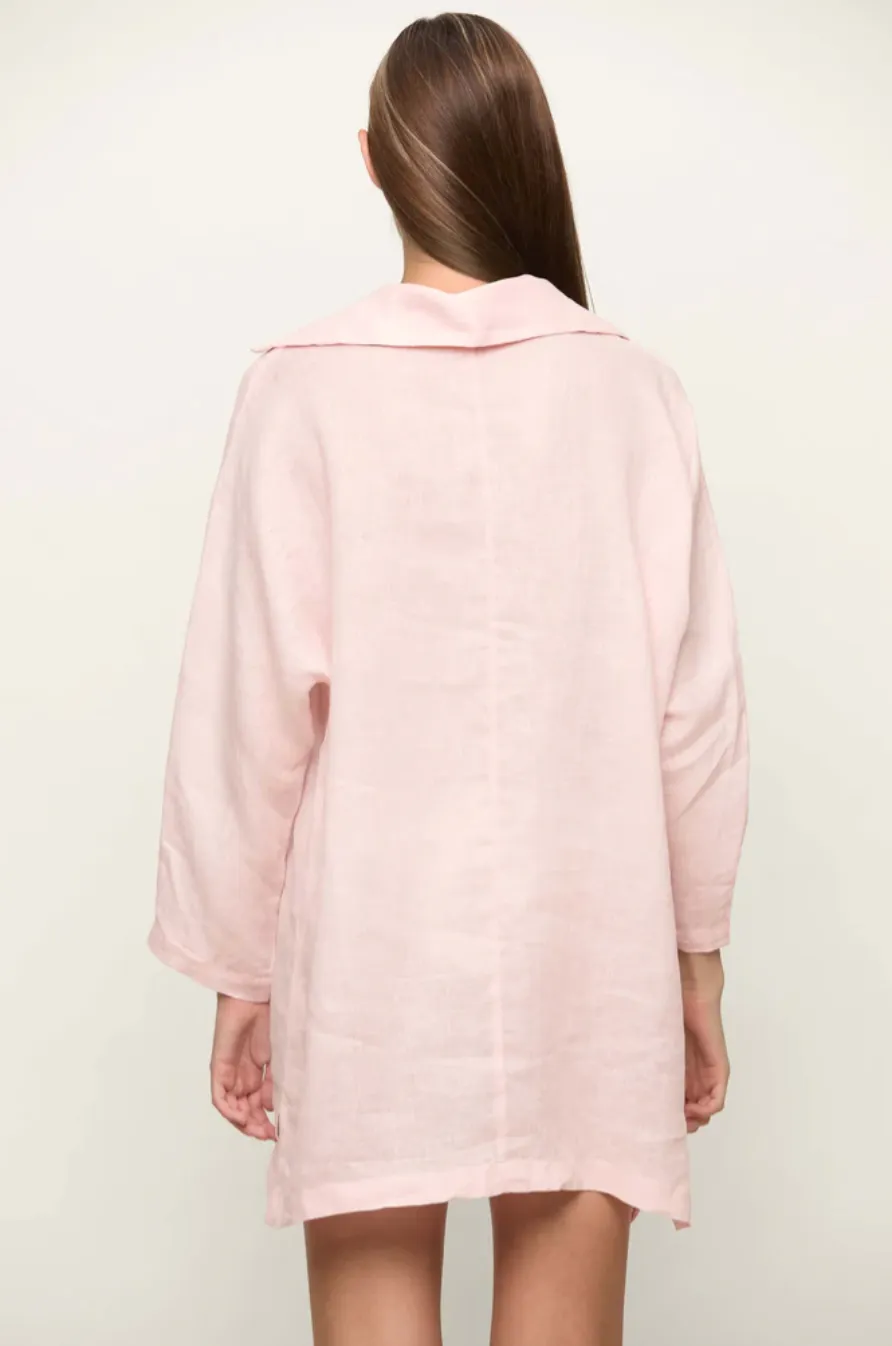 Mikoh Evie Collared Linen Kaftan in Foam White