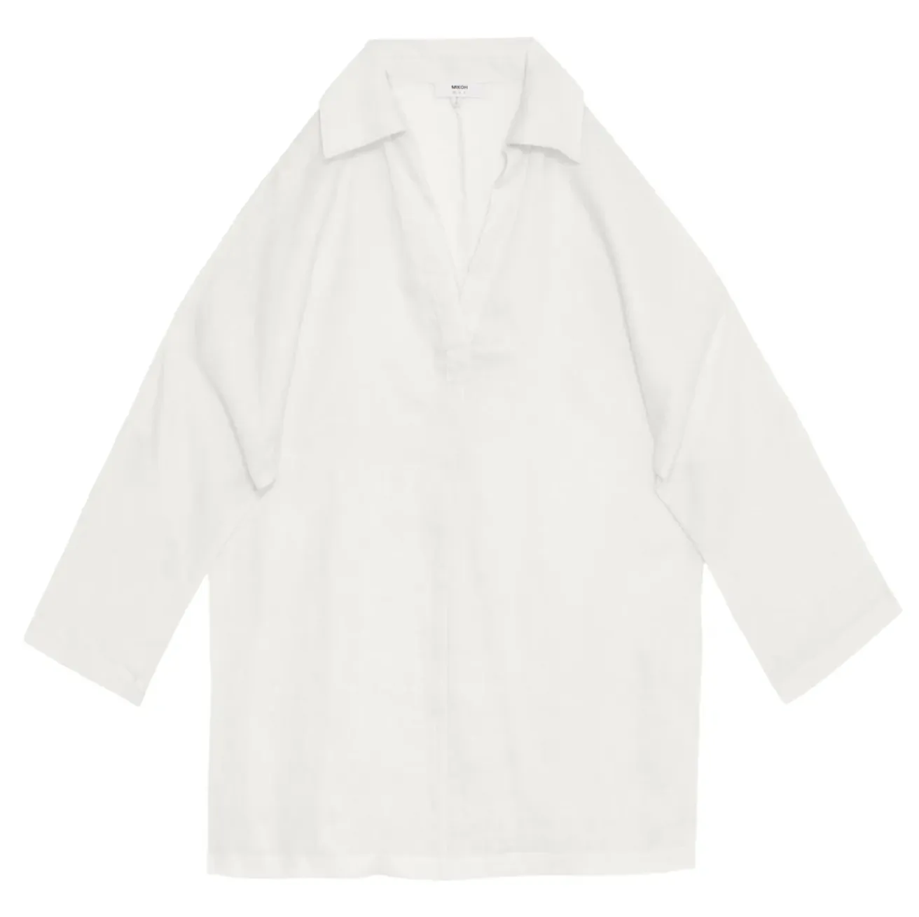 Mikoh Evie Collared Linen Kaftan in Foam White