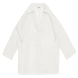 Mikoh Evie Collared Linen Kaftan in Foam White