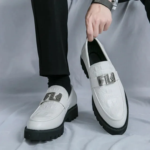 ModaLux Weiße Herren Party und Business Slipper mit dicken Sohlen
