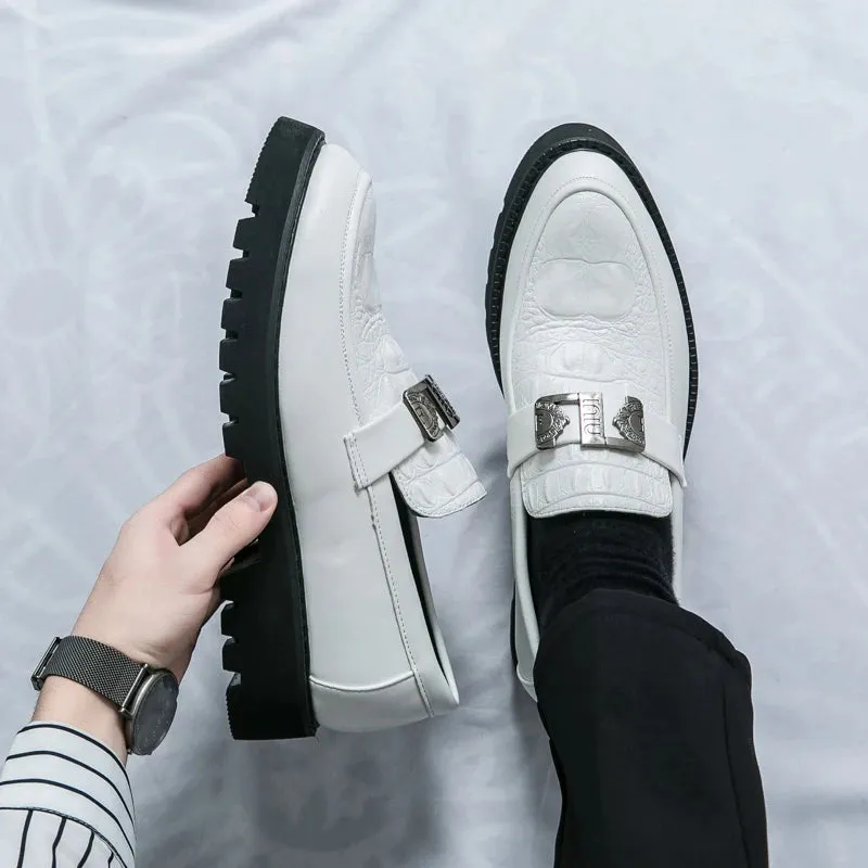 ModaLux Weiße Herren Party und Business Slipper mit dicken Sohlen