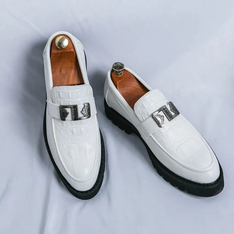 ModaLux Weiße Herren Party und Business Slipper mit dicken Sohlen