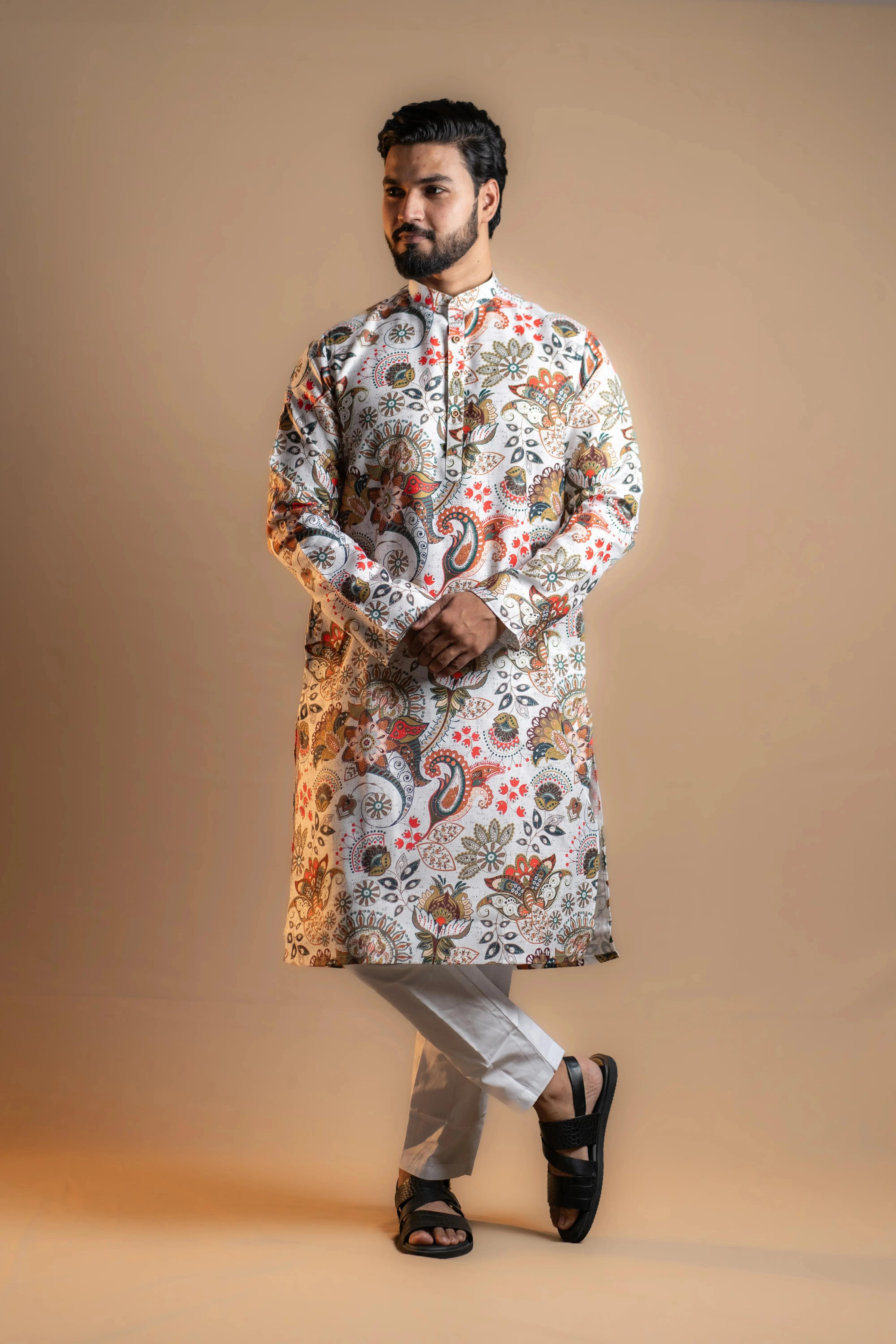 Multi-color Printed Kurta Set for Men
