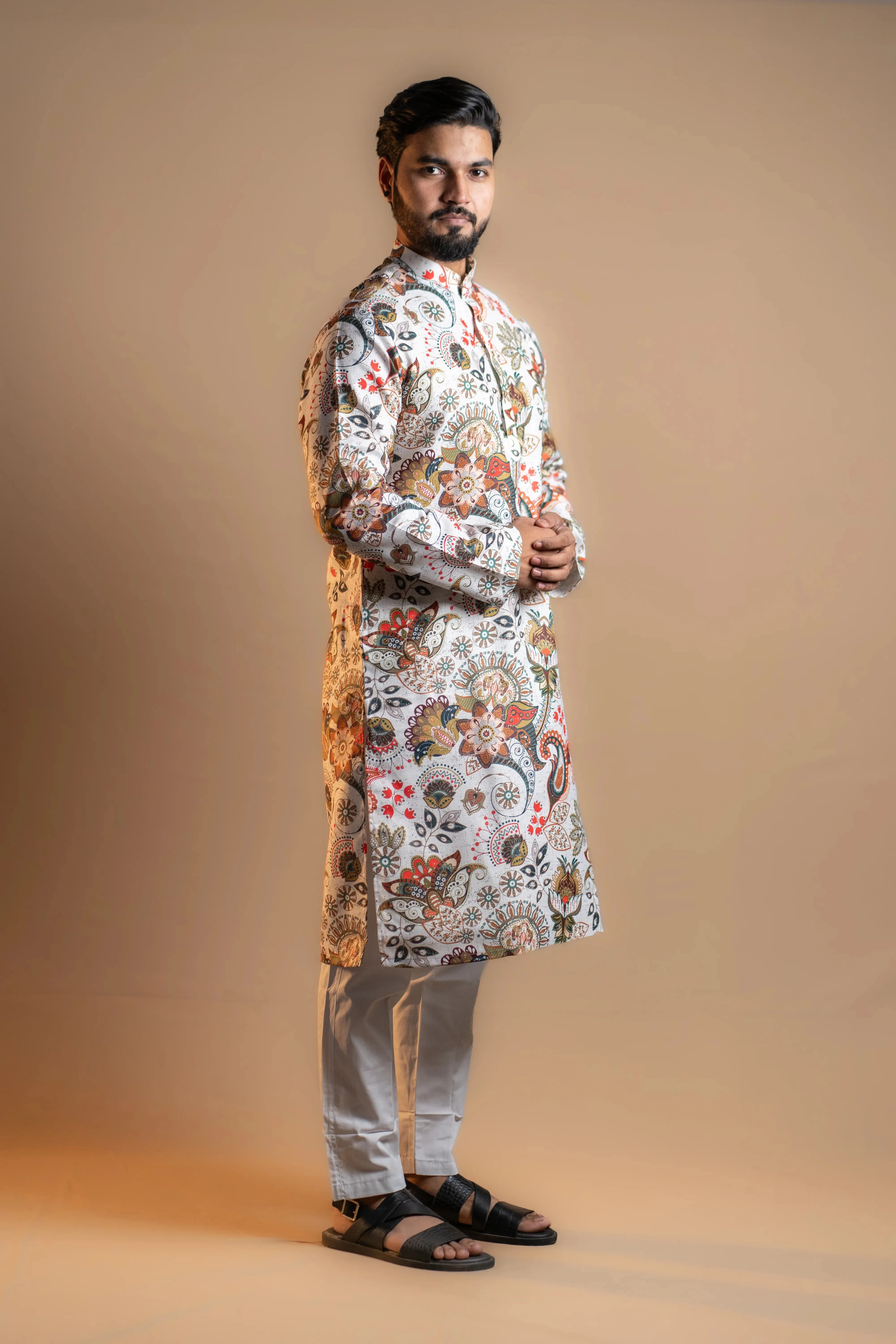 Multi-color Printed Kurta Set for Men