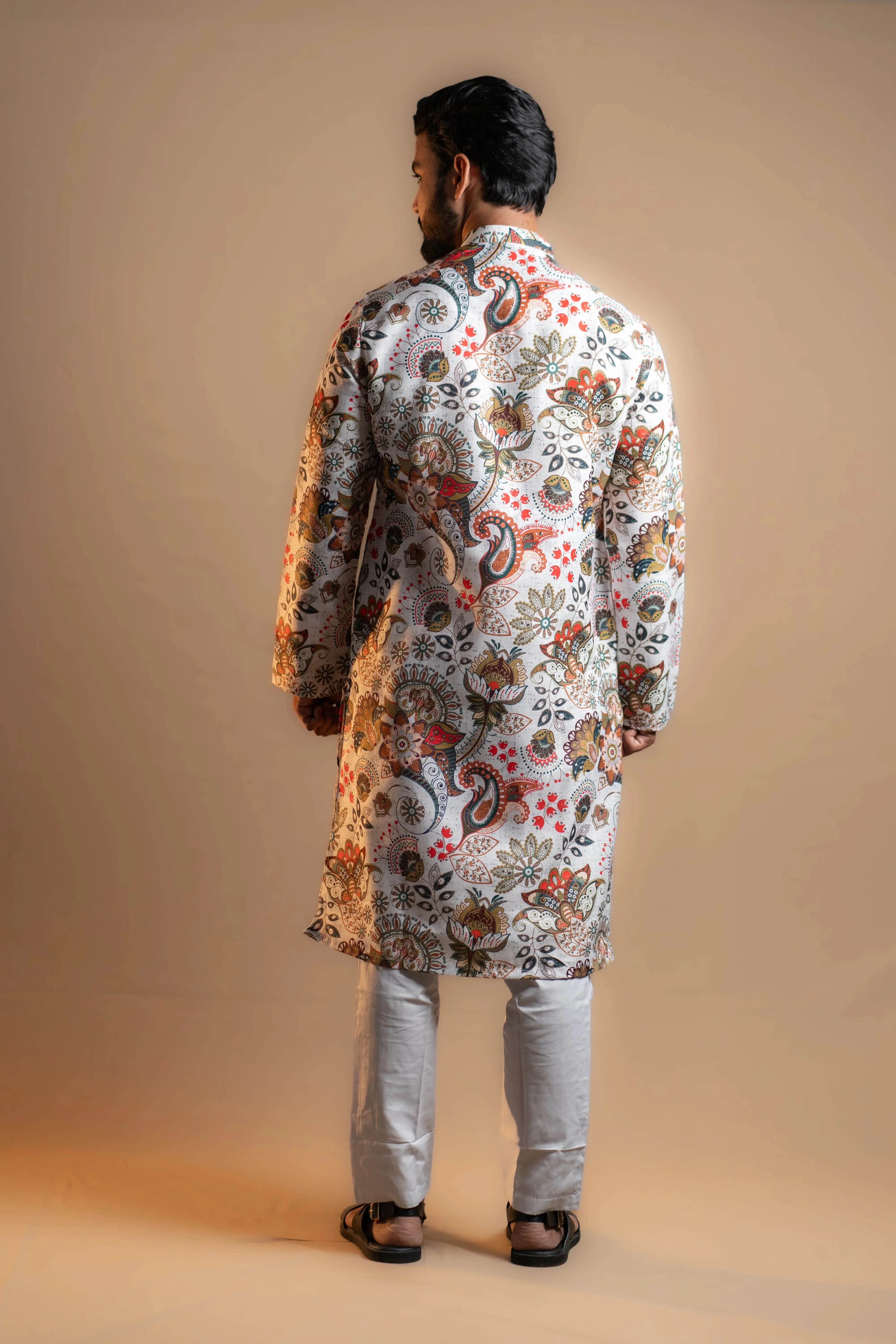 Multi-color Printed Kurta Set for Men