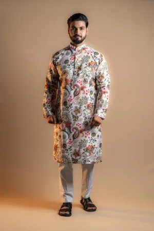 Multi-color Printed Kurta Set for Men