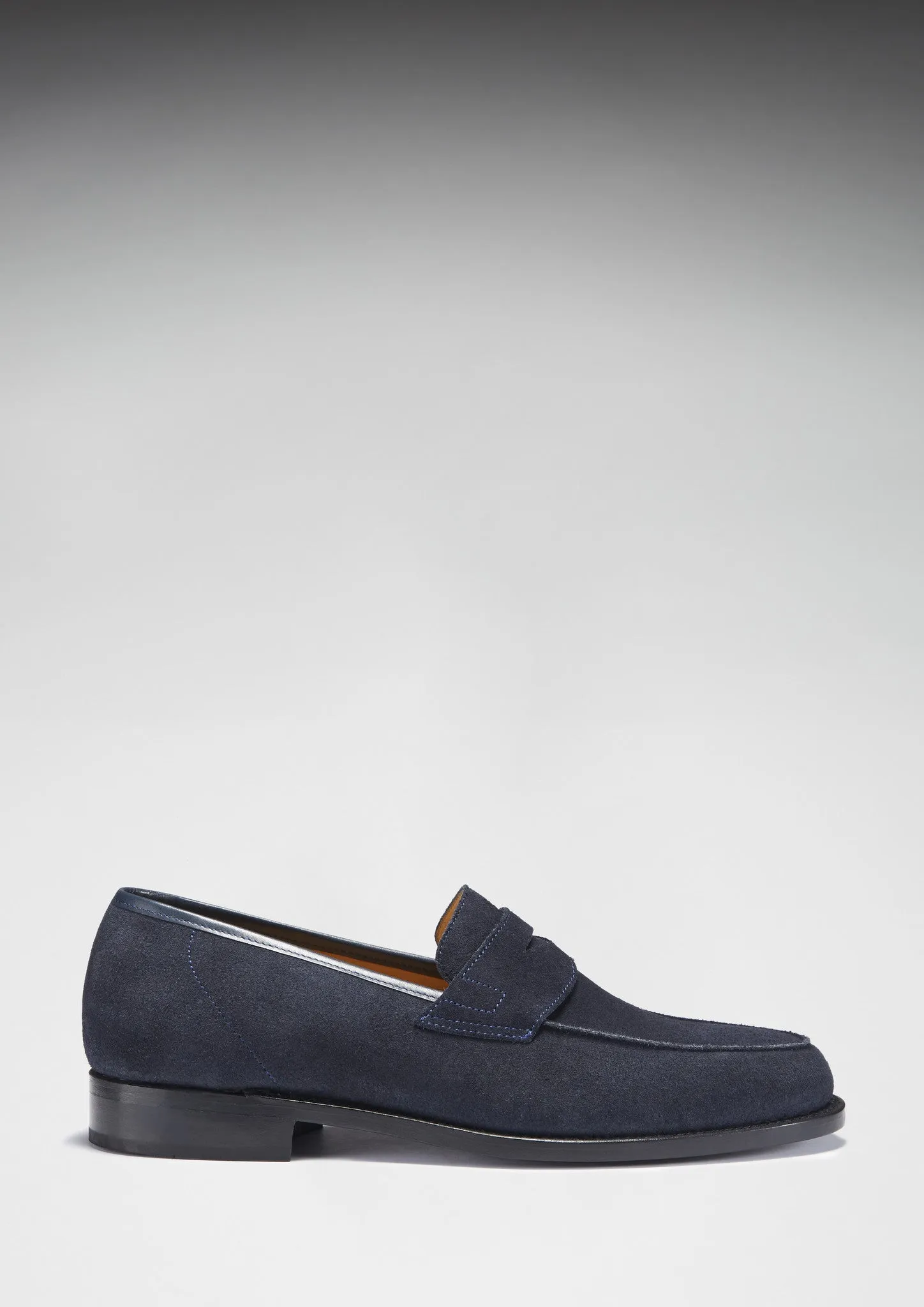 Navy Blue Suede Loafers, Welted Leather Sole
