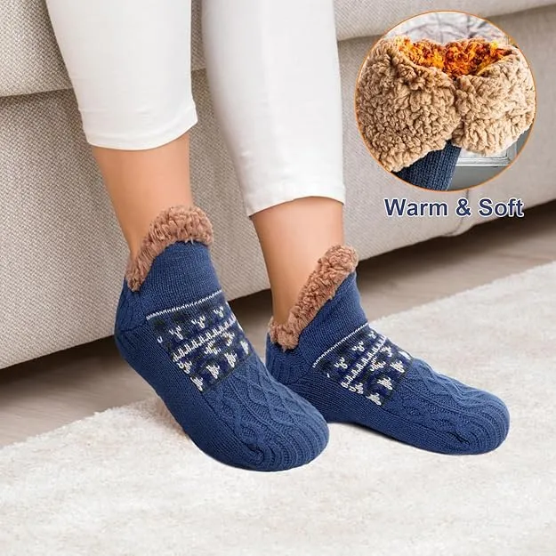 NEW WJccsee Mens Slipper Socks Winter Fuzzy Fluffy Warm Thick Cozy Soft Fleece Comfy Cabin Non Slip Socks with Grips