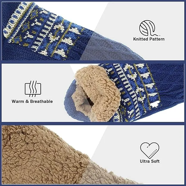 NEW WJccsee Mens Slipper Socks Winter Fuzzy Fluffy Warm Thick Cozy Soft Fleece Comfy Cabin Non Slip Socks with Grips