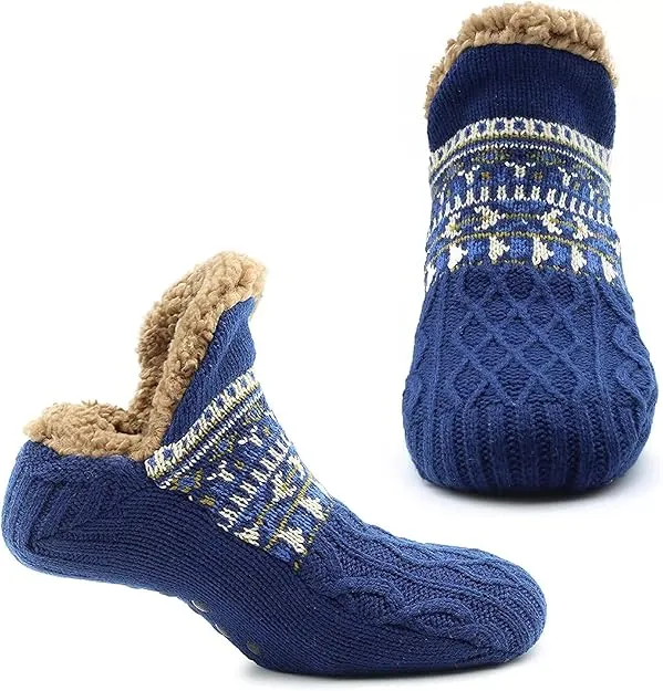 NEW WJccsee Mens Slipper Socks Winter Fuzzy Fluffy Warm Thick Cozy Soft Fleece Comfy Cabin Non Slip Socks with Grips